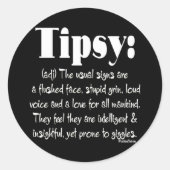 Definitie Tipsy BW Ronde Sticker (Voorkant)