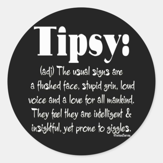 Definitie Tipsy BW Ronde Sticker (Voorkant)