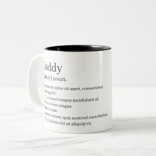 Definitie uw eigen, persoonlijk gepersonaliseerde  tweekleurige koffiemok (Voorkant links)