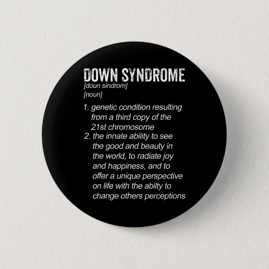 Definitie van bewustzijn van downsyndroom ronde button 5,7 cm (Voorkant)