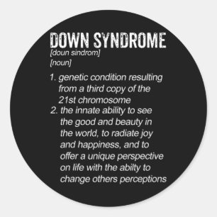 Definitie van bewustzijn van downsyndroom ronde sticker