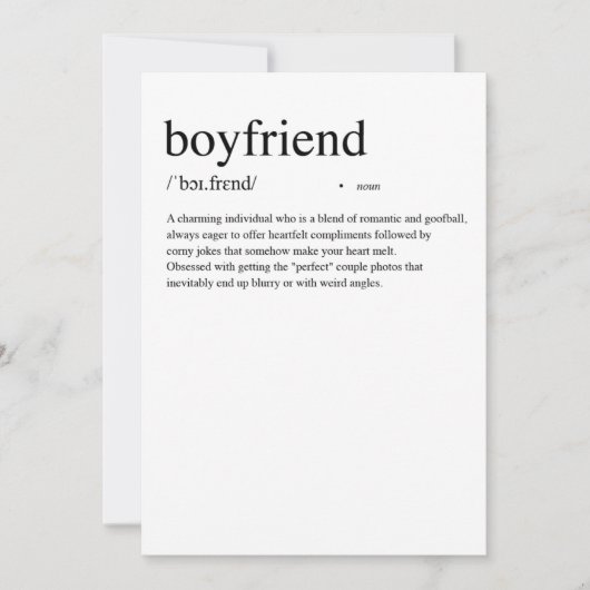 Definitie van Boyfriend Valentijnsdag kaart (Voorkant)