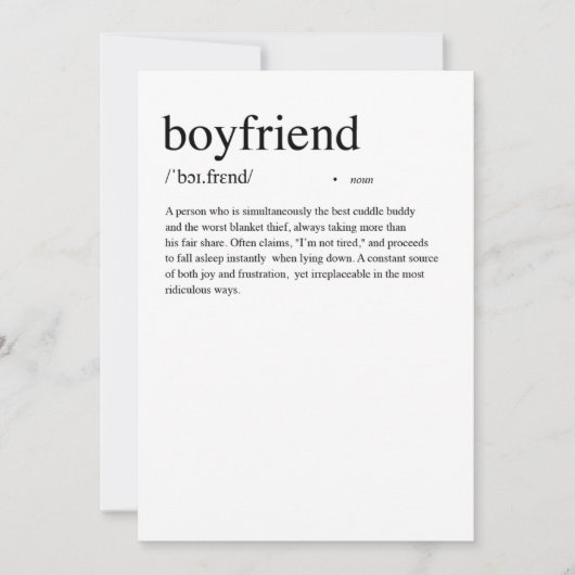Definitie van Boyfriend Valentijnsdag kaart (Voorkant)