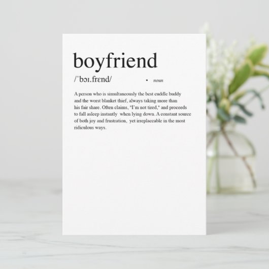 Definitie van Boyfriend Valentijnsdag kaart (Staand voorkant)