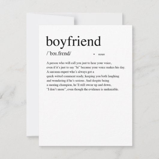 Definitie van Boyfriend Valentijnsdag kaart (Voorkant)