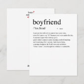Definitie van Boyfriend Valentijnsdag kaart (Voorkant / Achterkant)