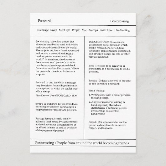 Definitie van Briefkaart van postovergangen, woord (Voorkant)