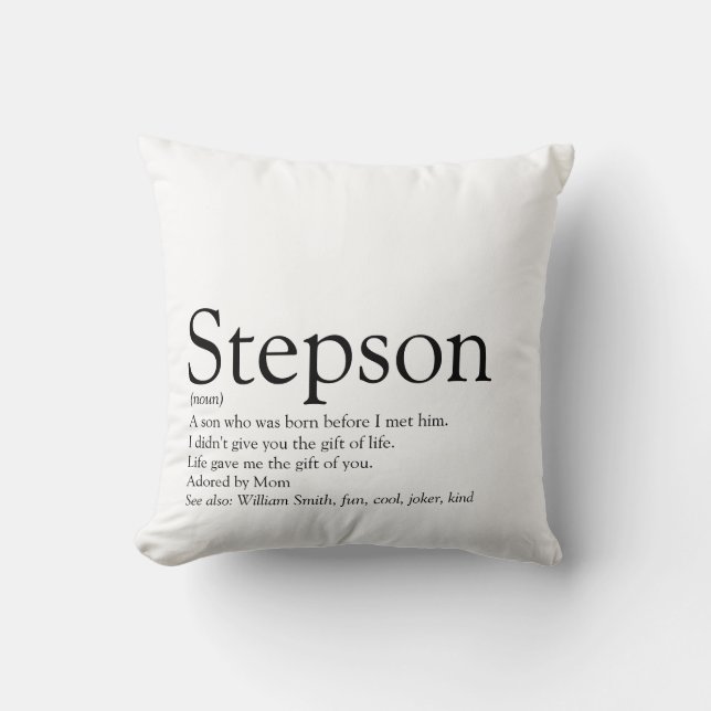 Definitie van de Beste Stiefzoon Ter Wereld Kussen (Voorkant)