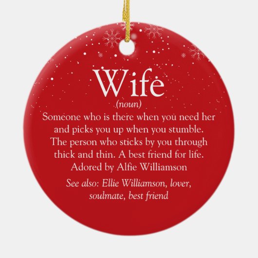 Definitie van de beste vrouw ter wereld Sneeuwvlok Keramisch Ornament (Achterkant)