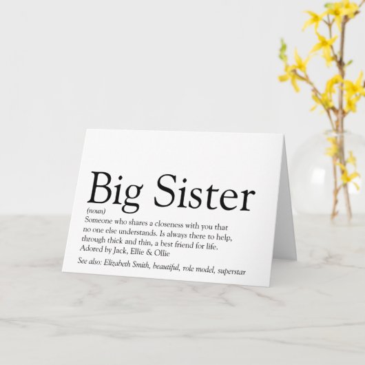 Definitie van de Beste Zus Ter Wereld Ooit Kaart (Gele Bloem)