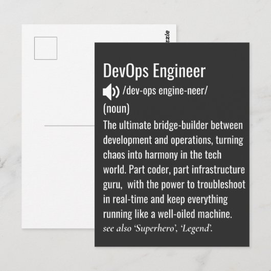 Definitie van DevOps-technicus Briefkaart (Voorkant / Achterkant)