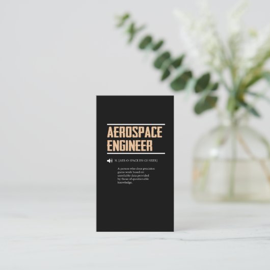 Definitie van een Aerospace Engineer Gift Idea Visitekaartje (Staand voorkant)