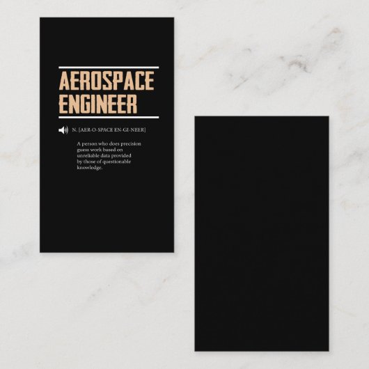 Definitie van een Aerospace Engineer Gift Idea Visitekaartje (Voorkant / Achterkant)