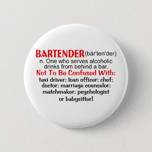 Definitie van een Bartender Ronde Button 5,7 Cm (Voorkant)