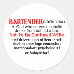 Definitie van een Bartender Ronde Sticker