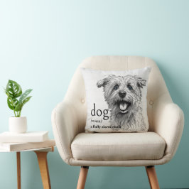 Definitie van een hond op witgewassen hout kussen