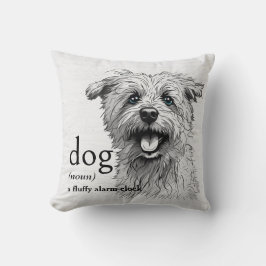 Definitie van een hond op witgewassen hout kussen