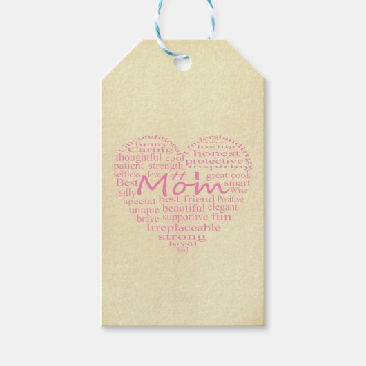 Definitie van een overzicht van moeder en hart doo cadeaulabel (Voorkant)