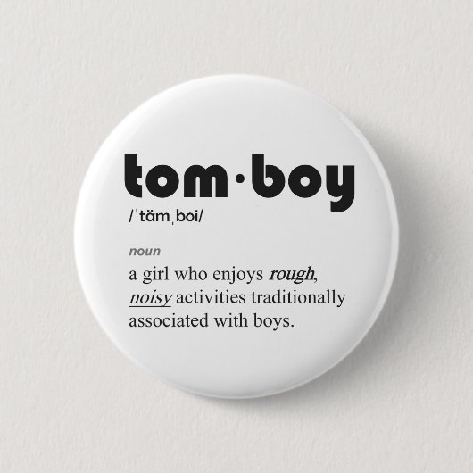 Definitie van een tomboy op een leuke knop ronde button 5,7 cm (Voorkant)