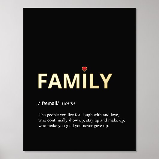 Definitie van FAMILIE minimaal zwart goud Folie Afdrukken (Voorkant)