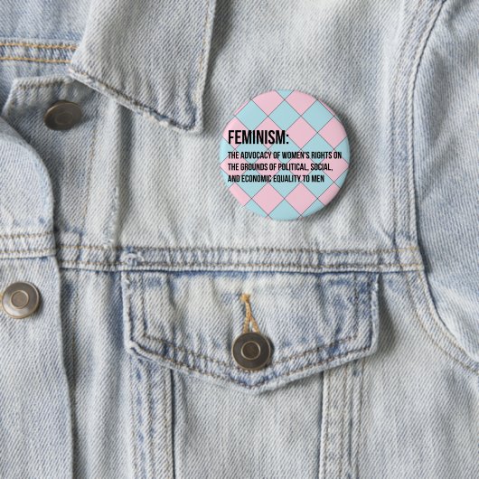Definitie van feminisme ronde button 5,7 cm (In situ)