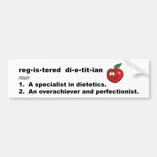 Definitie van Geregistreerd Diëtist Bumpersticker (Voorkant)