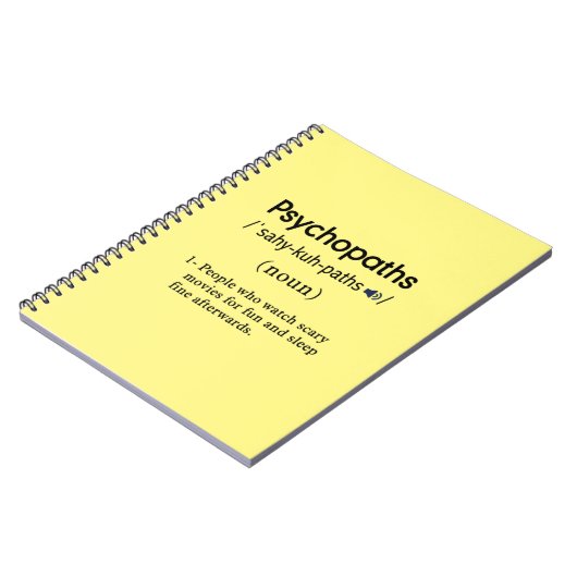 definitie van grappige psychopaten notitieboek (Linkerzijde)