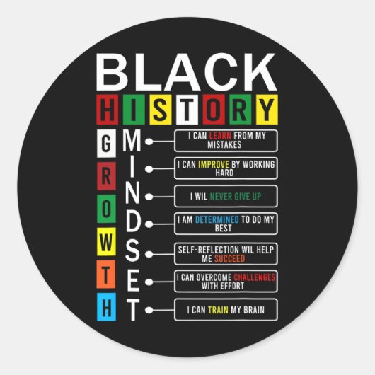 Definitie van Groeimentaliteit Cool Black History  Ronde Sticker (Voorkant)