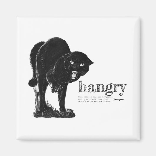 Definitie van hangry  Angry Funny Black Cat Magneet (Voorkant)