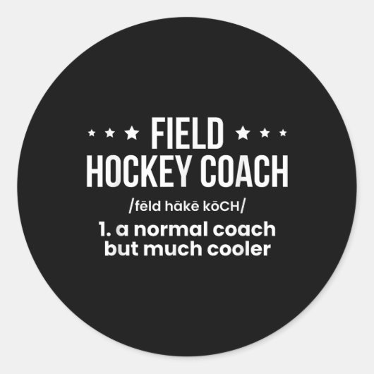 Definitie van hockeycoach ronde sticker (Voorkant)