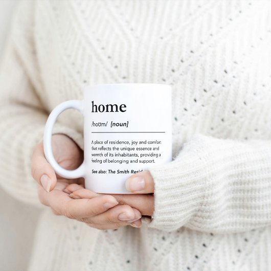 Definitie van home met aangepaste tekstwoordenboek koffiemok