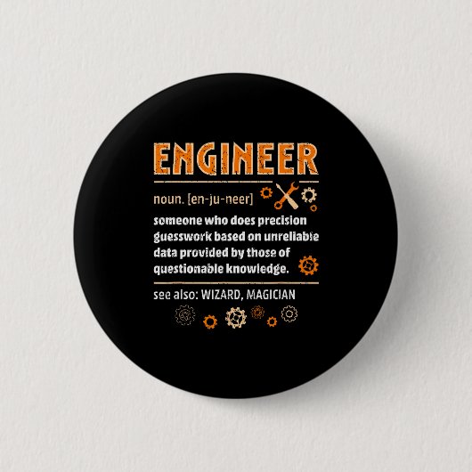 Definitie van ingenieur Grappige techniek Nerdy We Ronde Button 5,7 Cm (Voorkant)
