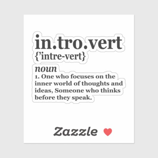 Definitie van introvert Anti-sociaal Eenzaam Stil  Sticker (Vel)