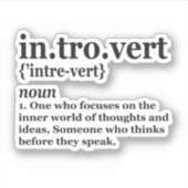 Definitie van introvert Anti-sociaal Eenzaam Stil Sticker (Voorkant)