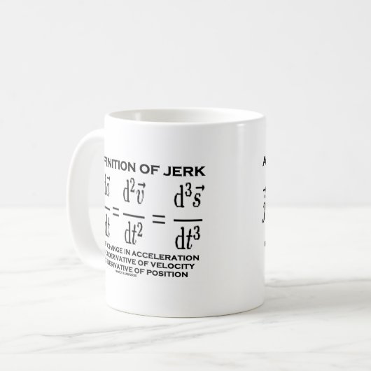 Definitie van Jerk (fysica) Koffiemok (Voorkant links)