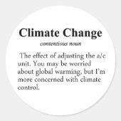 Definitie van klimaatverandering ronde sticker (Voorkant)