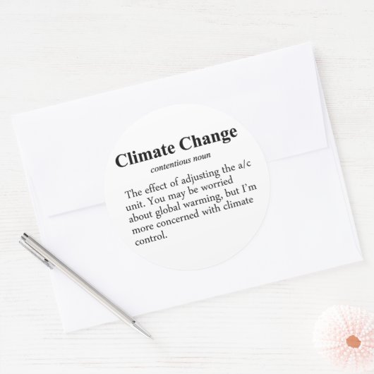 Definitie van klimaatverandering ronde sticker (Envelop)
