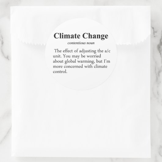 Definitie van klimaatverandering ronde sticker (Tas)