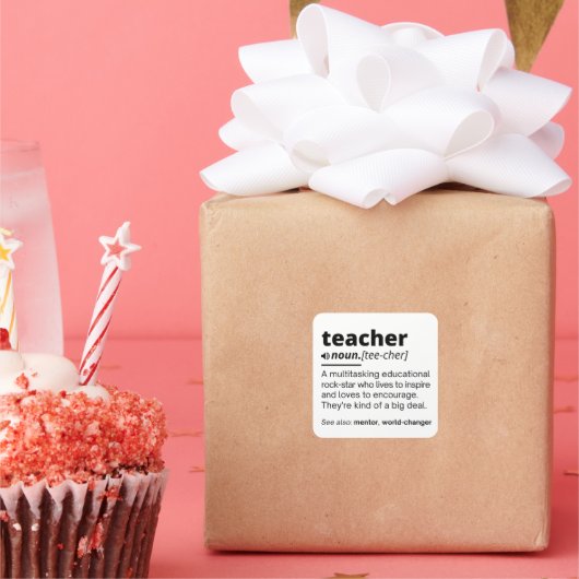 definitie van leraar, definitie van leraar grappig vierkante sticker (Feest)