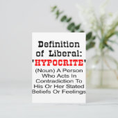 Definitie van liberaal = hypocriet briefkaart (Staand voorkant)