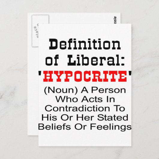 Definitie van liberaal = hypocriet briefkaart (Voorkant / Achterkant)