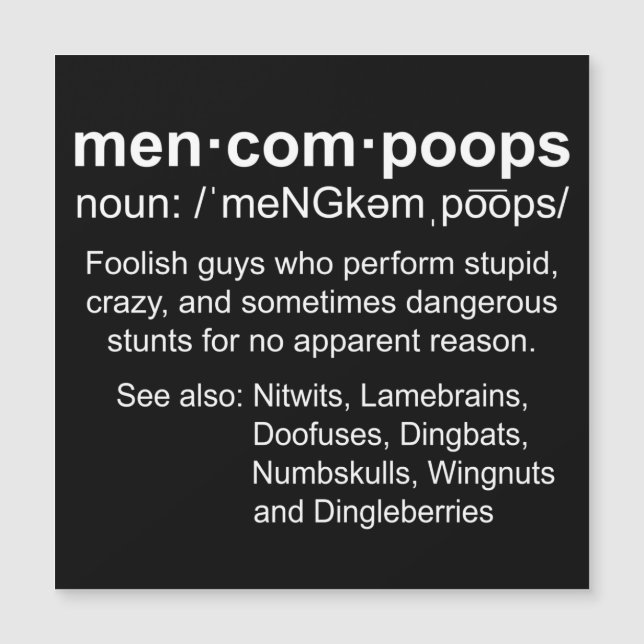 Definitie van magneetkaart voor Mencompoops (Voorkant)