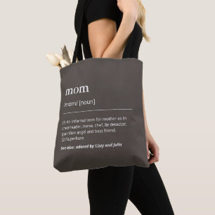 Definitie van moeder met kinder namen modern taupe tote bag
