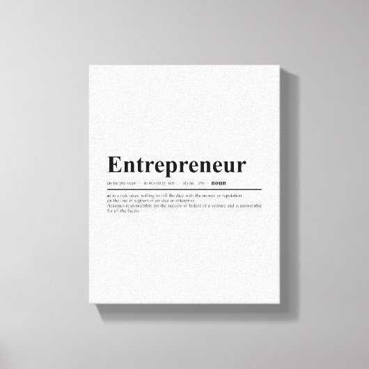 Definitie van ondernemer | Motiverende quote Canvas Afdruk (Voorkant)