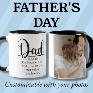Definitie van papa zwart aangepaste foto Mok