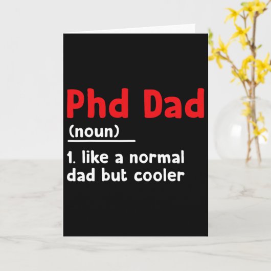 Definitie van PhD-papa Sarcastisch Grappig Afstude Kaart (Gele Bloem)