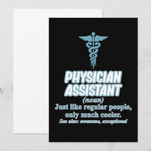 Definitie van Physician Assistant PA Geneeskundest Kaart (Voorkant / Achterkant)