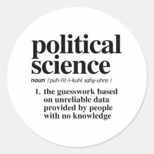 definitie van politicologie ronde sticker