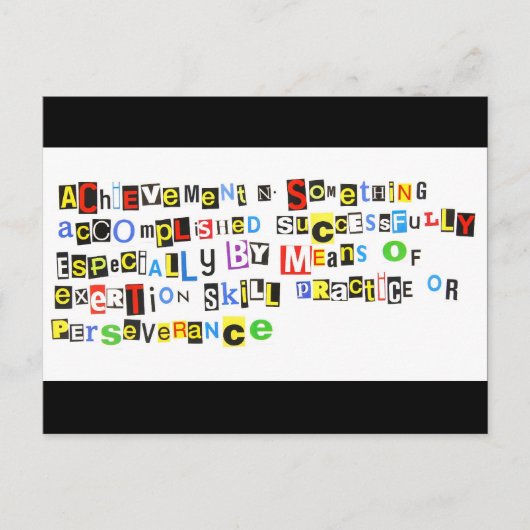 Definitie van prestatie briefkaart (Voorkant)