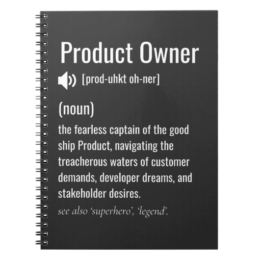 Definitie van producteigenaar notitieboek (Voorkant)